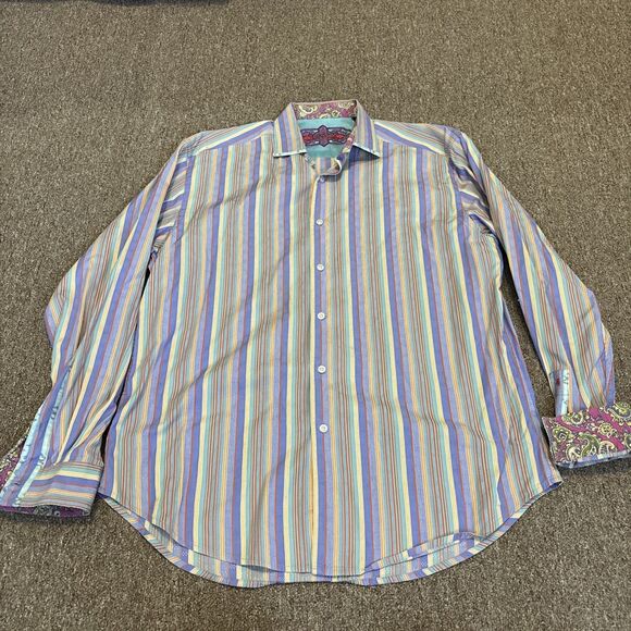 Robert Graham L/S Button Down Horse Flip Cuff Casual Dress Shirt - Men's XL - Ok - Picture 9 of 15